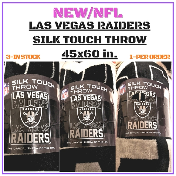 🔥NWT/THROW/NFL-OFFICIAL LAS VEGAS RAIDERS SILK TOUCH 45x60 - Picture 3 of 5